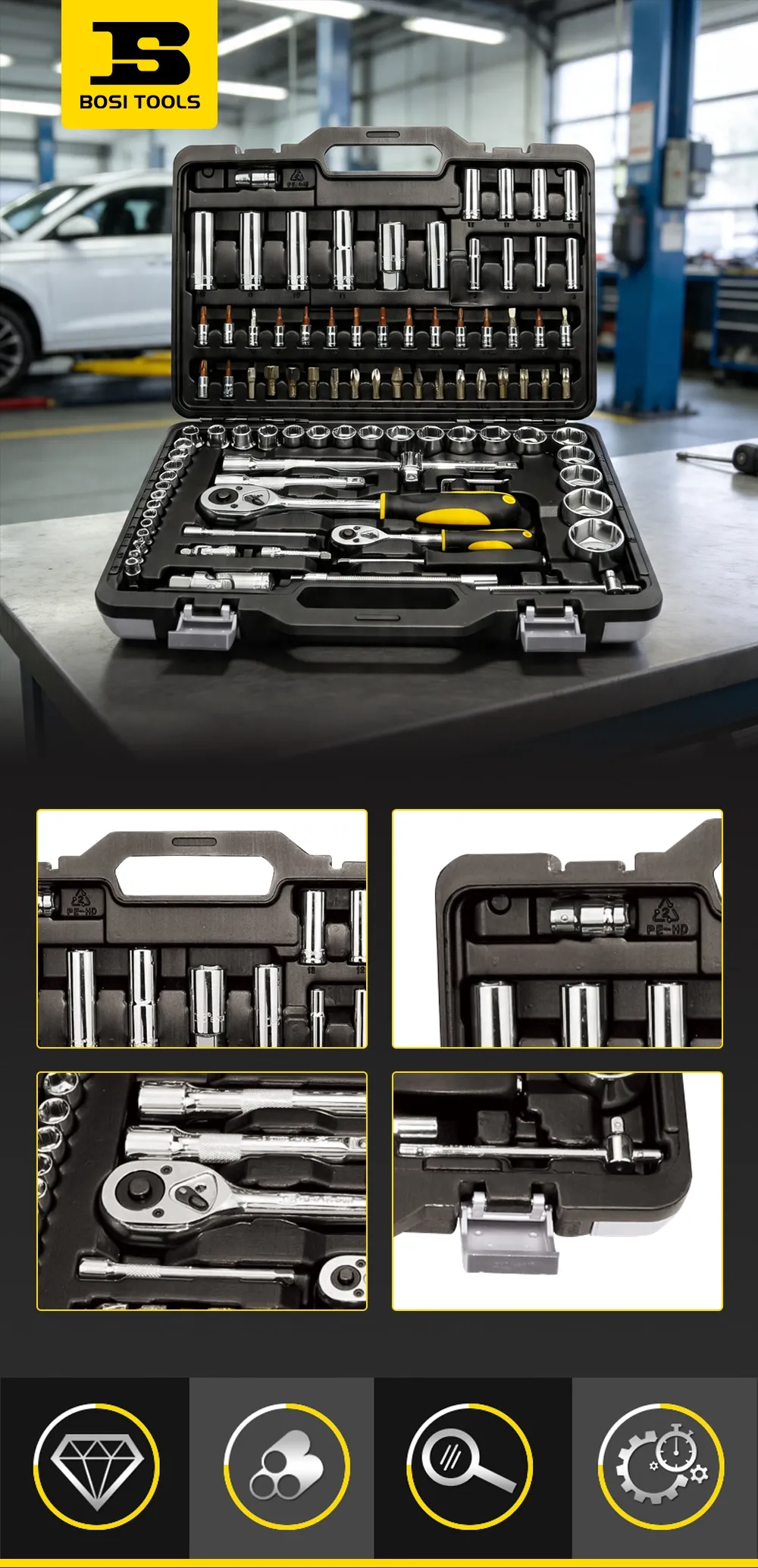 94-piece Set of 6.3mm+12.5mm Series Metric Socket Set